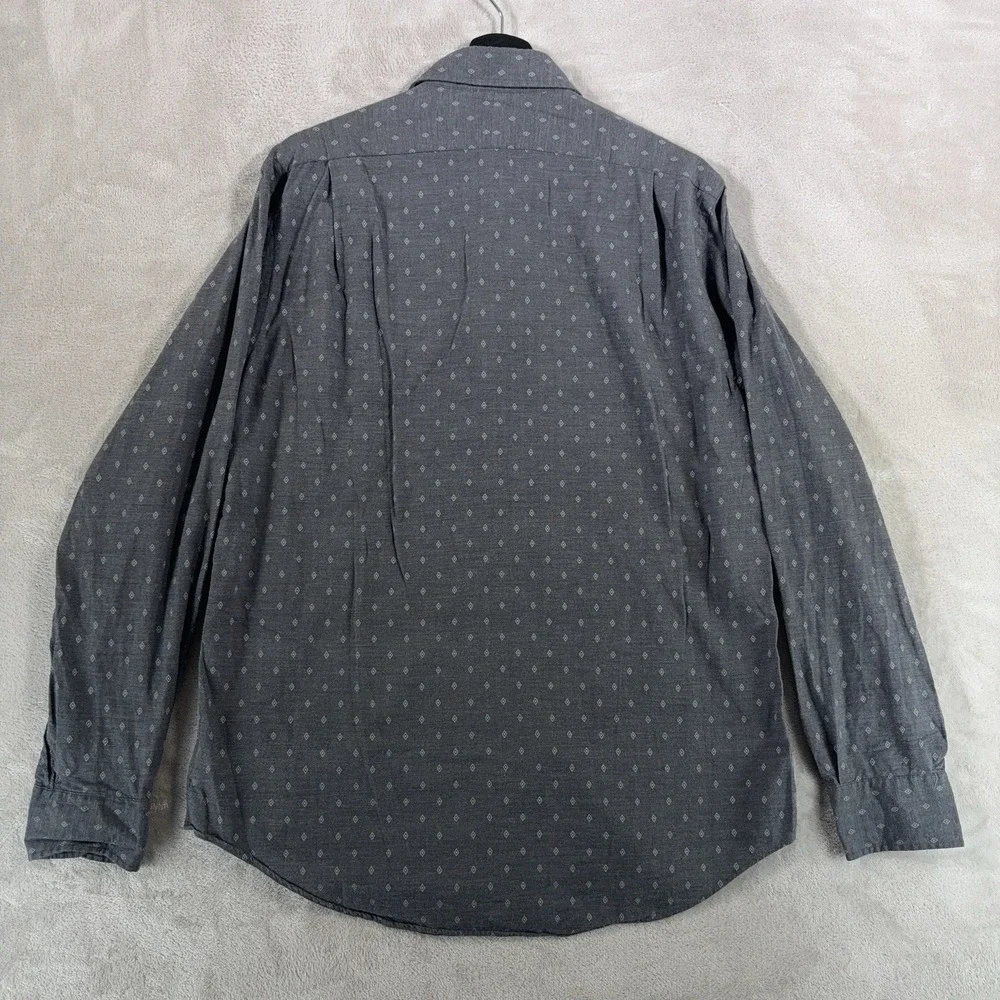 Polo Ralph Lauren Button Down Shirt Mens Medium Gray Geometric Print Cotton